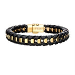 Black Leather with Gold IP Bracelet