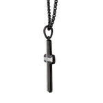 Black IP Steel Lab-Grown Diamond Cross Pendant