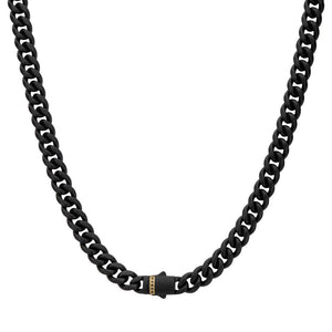 6mm Black IP Miami Cuban Chain Necklace with Genuine Black Sapphire Gem