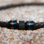 Brown Full Grain Cowhide Leather Braided Necklace with Multicolor Beads