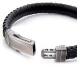 Black & Blue Braided Leather Bracelet