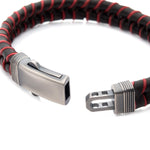 Brown & Red Braided Leather Bracelet