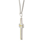 18Kt Gold IP Stainless Steel Rope Inlay Two-tone Cross Pendant with Chain